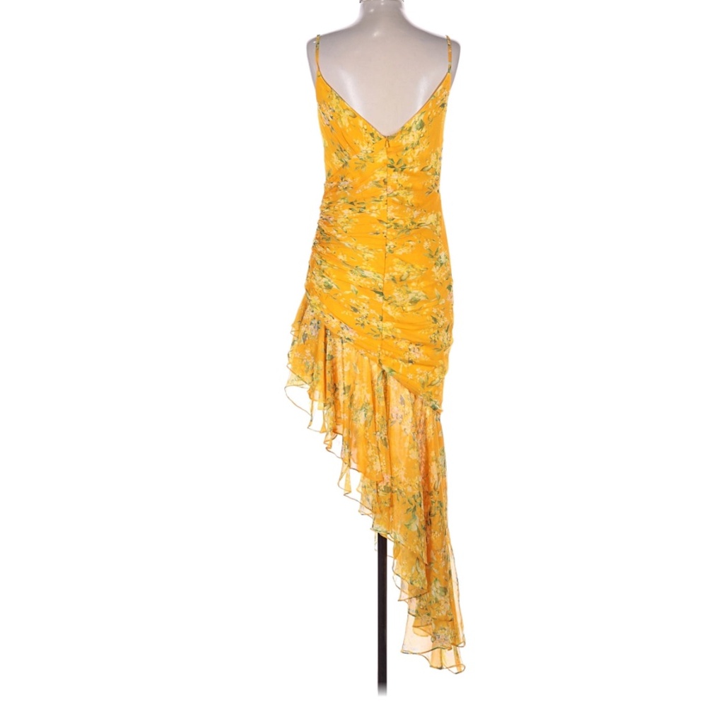 Size 6 Ieena for Mac Duggal Yellow Floral High Low Dress NWOT - Picture 2 of 4